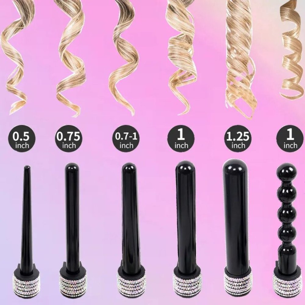 NWT Sparkling Bling Crystal Rhinestone Matching Curling Iron Wand + Gift - Picture 6 of 8